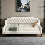 Lit de repos capitonné de luxe moderne pleine grandeur, conception multifonctionnelle, aucun sommier tapissier requis