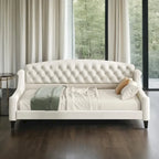 Lit de repos capitonné de luxe moderne pleine grandeur, conception multifonctionnelle, aucun sommier tapissier requis