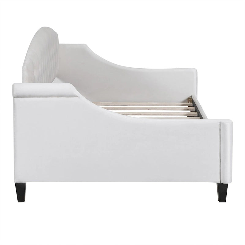 Lit de repos capitonné de luxe moderne pleine grandeur, conception multifonctionnelle, aucun sommier tapissier requis