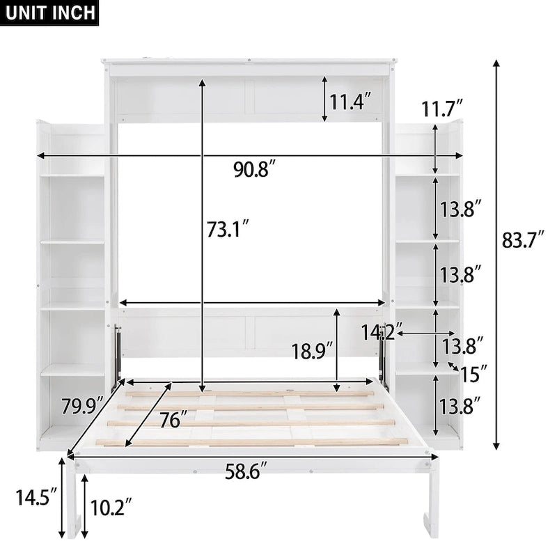 Lit escamotable Queen Size avec étagères