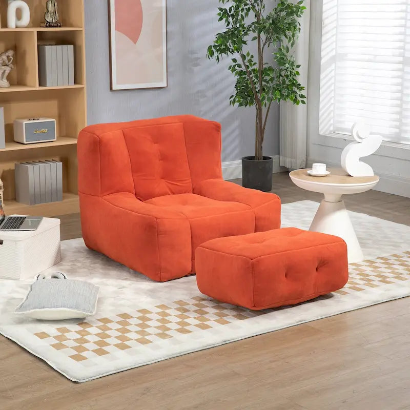Pouf confortable pour adultes et enfants, fauteuil paresseux ultra doux avec mousse et repose-pieds