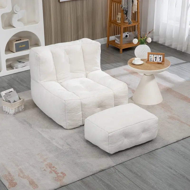 Pouf confortable pour adultes et enfants, fauteuil paresseux ultra doux avec mousse et repose-pieds
