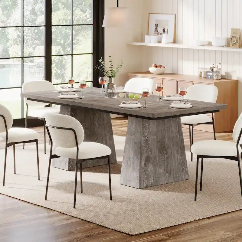 Table à manger moderne de 160 cm pour 4-6 personnes, table de cuisine en bois
