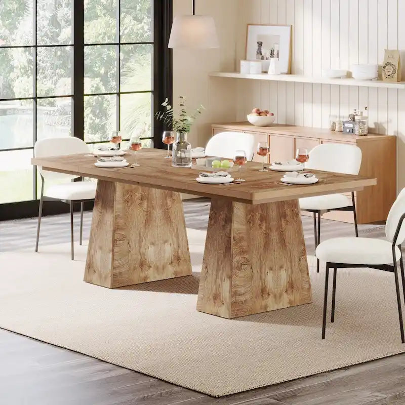 Table à manger moderne de 160 cm pour 4-6 personnes, table de cuisine en bois