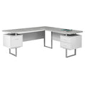 71   Grey L-Shape Computer Desk With Three Drawers