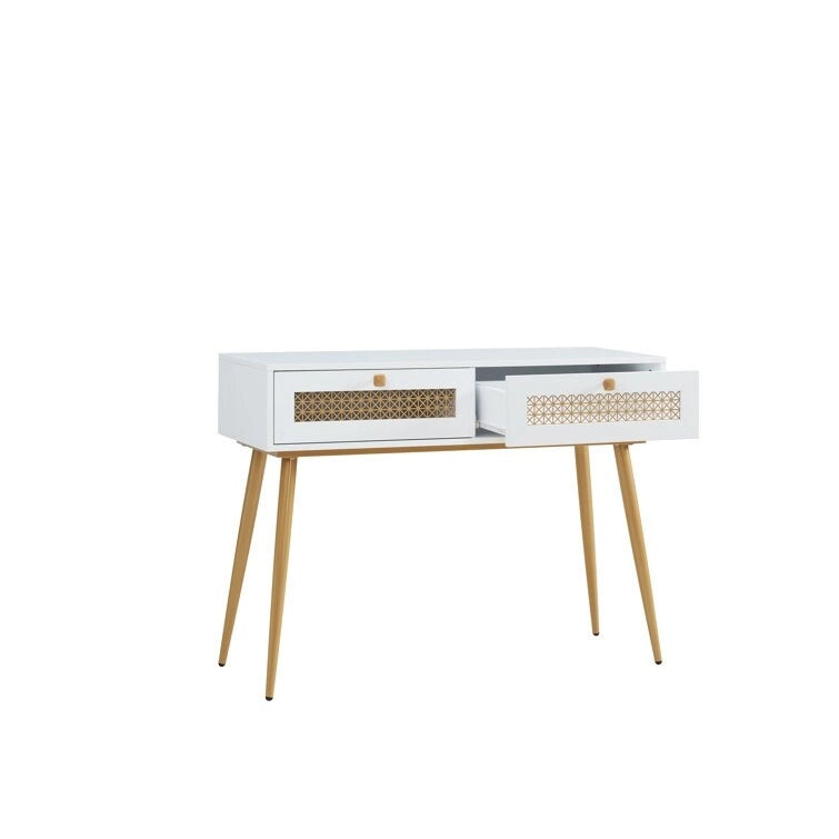41.9 Table console d'entrée en bois à 2 tiroirs