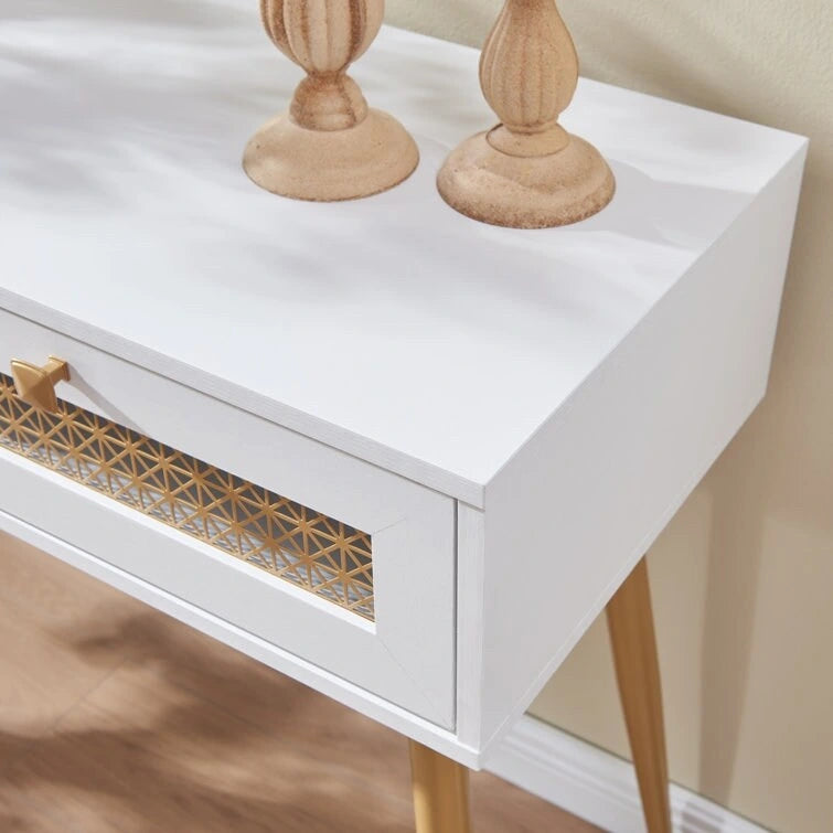 41.9 Table console d'entrée en bois à 2 tiroirs