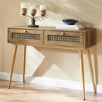 41.9 Table console d'entrée en bois à 2 tiroirs