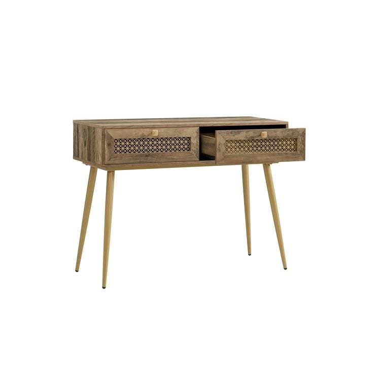 41.9 Table console d'entrée en bois à 2 tiroirs