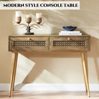 41.9 Table console d'entrée en bois à 2 tiroirs