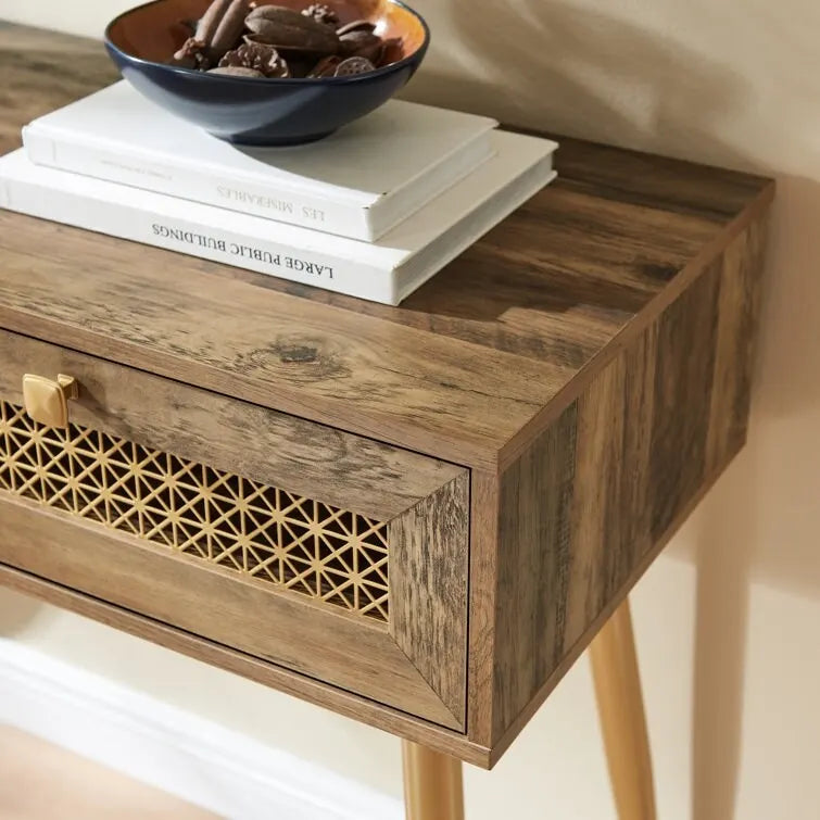 41.9 Table console d'entrée en bois à 2 tiroirs
