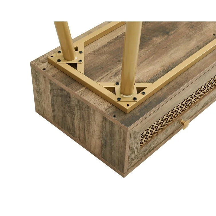 41.9 Table console d'entrée en bois à 2 tiroirs