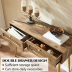 41.9 Table console d'entrée en bois à 2 tiroirs