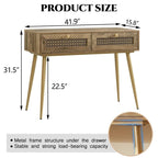 41.9 Table console d'entrée en bois à 2 tiroirs
