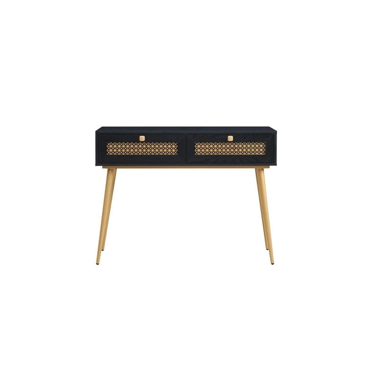 41.9 Table console d'entrée en bois à 2 tiroirs