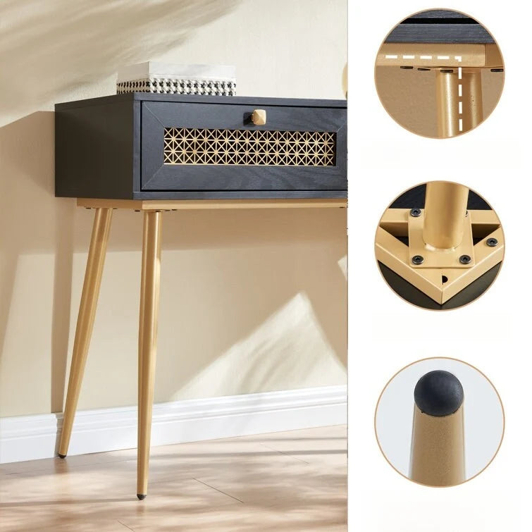 41.9 Table console d'entrée en bois à 2 tiroirs