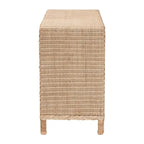Commode Lanica Japandi 6 tiroirs en rotin tressé blanchi