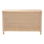 Commode Lanica Japandi 6 tiroirs en rotin tressé blanchi