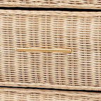 Commode Lanica Japandi 6 tiroirs en rotin tressé blanchi