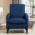 Fauteuil en tissu avec cadre en bois massif – Bleu océan / Rouge / Camel / Jaune / Gris / Noir / Vert, 1 place