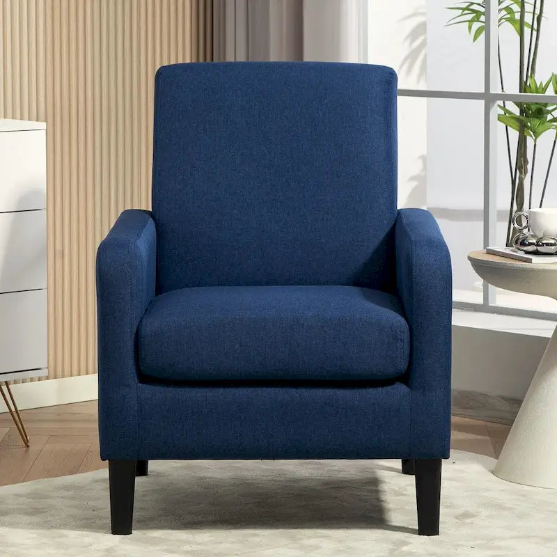 Fauteuil en tissu avec cadre en bois massif – Bleu océan / Rouge / Camel / Jaune / Gris / Noir / Vert, 1 place