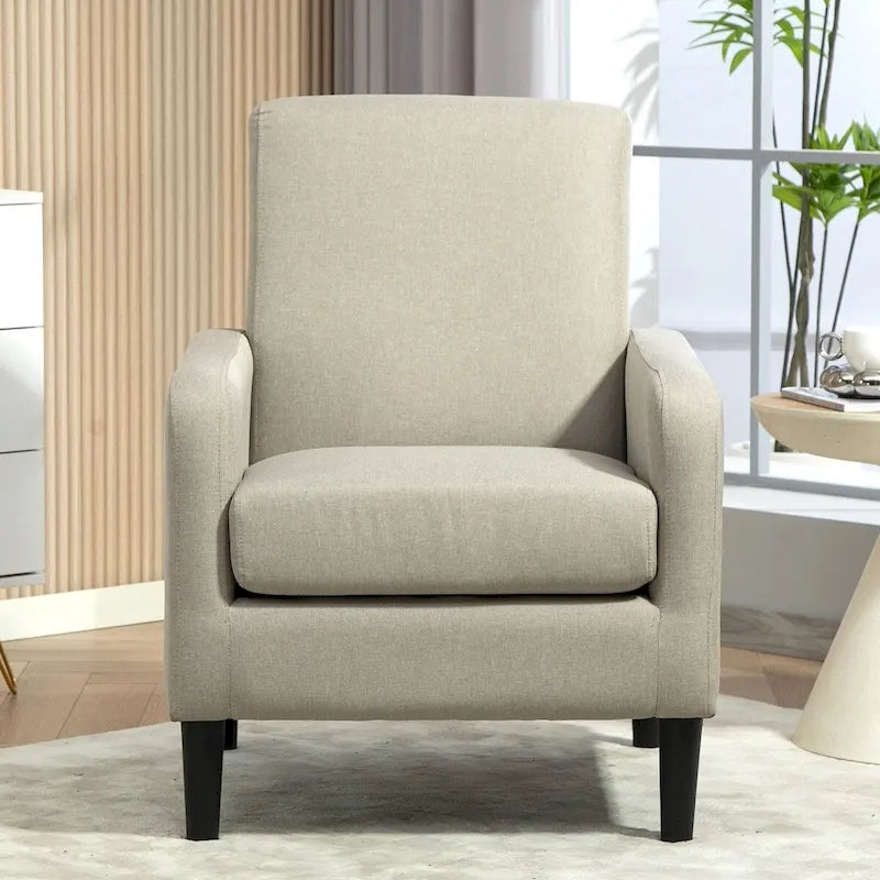 Fauteuil en tissu avec cadre en bois massif – Bleu océan / Rouge / Camel / Jaune / Gris / Noir / Vert, 1 place