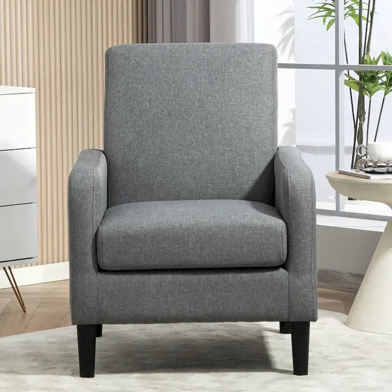 Fauteuil en tissu avec cadre en bois massif – Bleu océan / Rouge / Camel / Jaune / Gris / Noir / Vert, 1 place