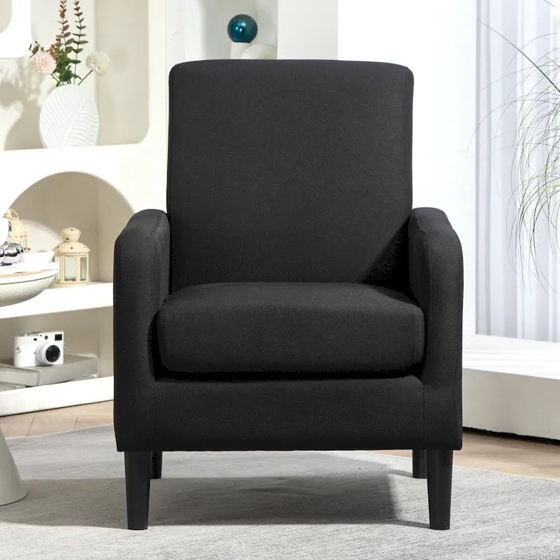 Fauteuil en tissu avec cadre en bois massif – Bleu océan / Rouge / Camel / Jaune / Gris / Noir / Vert, 1 place