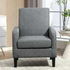 Fauteuil en tissu avec cadre en bois massif – Bleu océan / Rouge / Camel / Jaune / Gris / Noir / Vert, 1 place