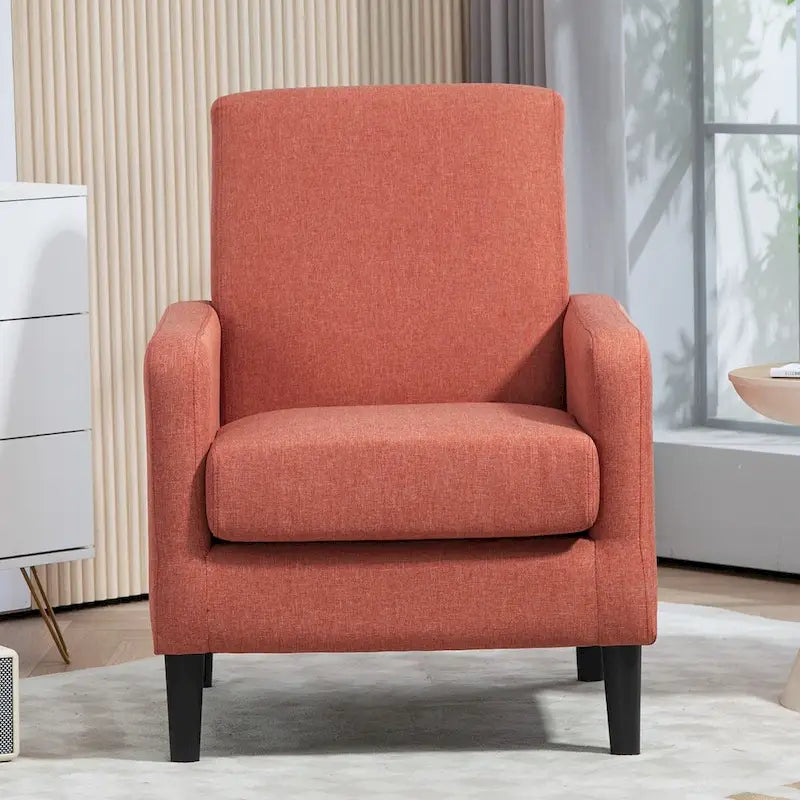 Fauteuil en tissu avec cadre en bois massif – Bleu océan / Rouge / Camel / Jaune / Gris / Noir / Vert, 1 place