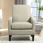 Fauteuil en tissu avec cadre en bois massif – Bleu océan / Rouge / Camel / Jaune / Gris / Noir / Vert, 1 place