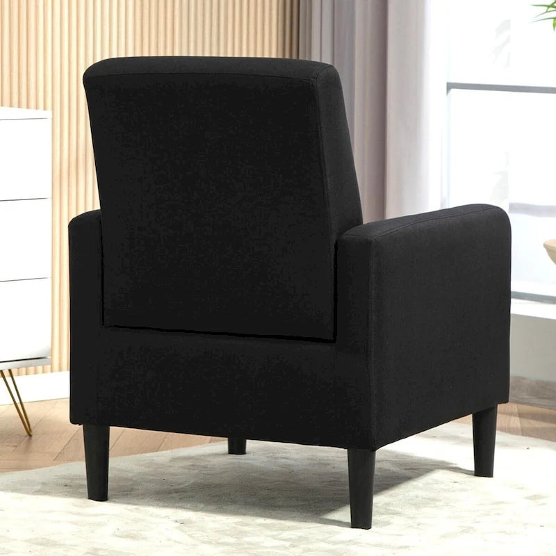 Fauteuil en tissu avec cadre en bois massif – Bleu océan / Rouge / Camel / Jaune / Gris / Noir / Vert, 1 place