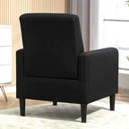 Fauteuil en tissu avec cadre en bois massif – Bleu océan / Rouge / Camel / Jaune / Gris / Noir / Vert, 1 place