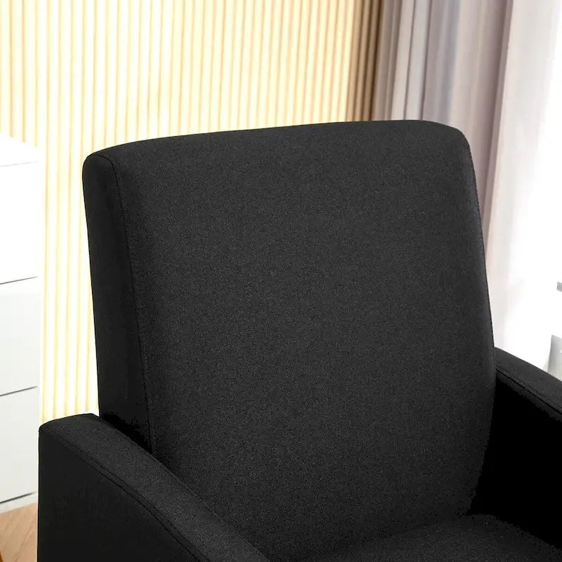 Fauteuil en tissu avec cadre en bois massif – Bleu océan / Rouge / Camel / Jaune / Gris / Noir / Vert, 1 place