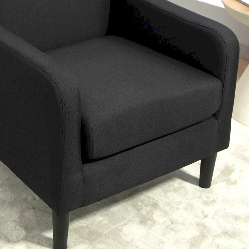 Fauteuil en tissu avec cadre en bois massif – Bleu océan / Rouge / Camel / Jaune / Gris / Noir / Vert, 1 place