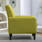 Fauteuil en tissu avec cadre en bois massif – Bleu océan / Rouge / Camel / Jaune / Gris / Noir / Vert, 1 place