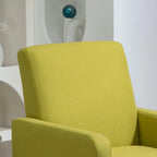 Fauteuil en tissu avec cadre en bois massif – Bleu océan / Rouge / Camel / Jaune / Gris / Noir / Vert, 1 place