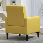Fauteuil en tissu avec cadre en bois massif – Bleu océan / Rouge / Camel / Jaune / Gris / Noir / Vert, 1 place