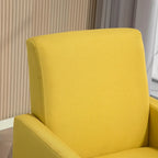 Fauteuil en tissu avec cadre en bois massif – Bleu océan / Rouge / Camel / Jaune / Gris / Noir / Vert, 1 place