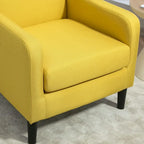 Fauteuil en tissu avec cadre en bois massif – Bleu océan / Rouge / Camel / Jaune / Gris / Noir / Vert, 1 place