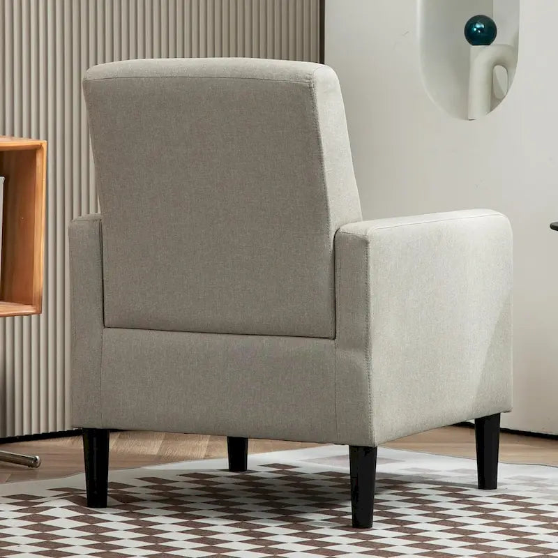 Fauteuil en tissu avec cadre en bois massif – Bleu océan / Rouge / Camel / Jaune / Gris / Noir / Vert, 1 place