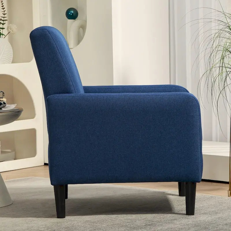 Fauteuil en tissu avec cadre en bois massif – Bleu océan / Rouge / Camel / Jaune / Gris / Noir / Vert, 1 place