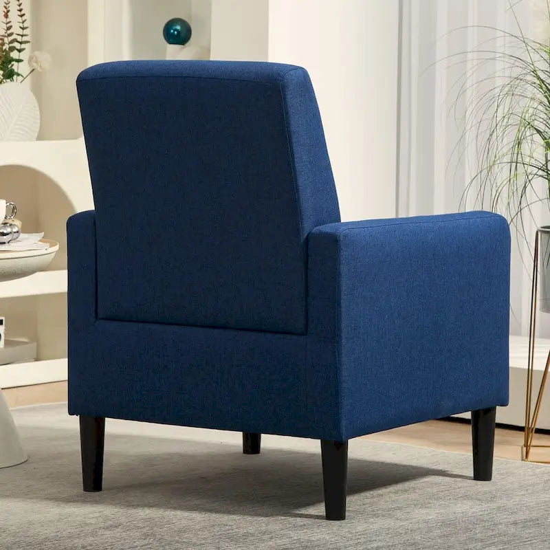 Fauteuil en tissu avec cadre en bois massif – Bleu océan / Rouge / Camel / Jaune / Gris / Noir / Vert, 1 place