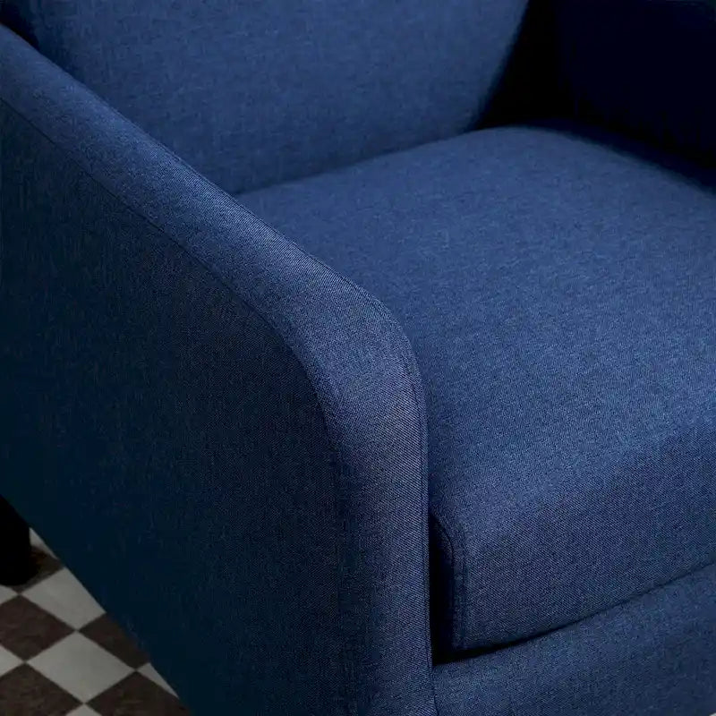 Fauteuil en tissu avec cadre en bois massif – Bleu océan / Rouge / Camel / Jaune / Gris / Noir / Vert, 1 place