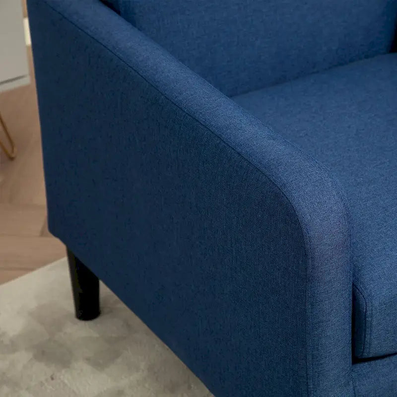 Fauteuil en tissu avec cadre en bois massif – Bleu océan / Rouge / Camel / Jaune / Gris / Noir / Vert, 1 place