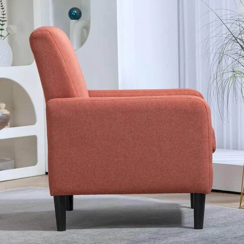 Fauteuil en tissu avec cadre en bois massif – Bleu océan / Rouge / Camel / Jaune / Gris / Noir / Vert, 1 place