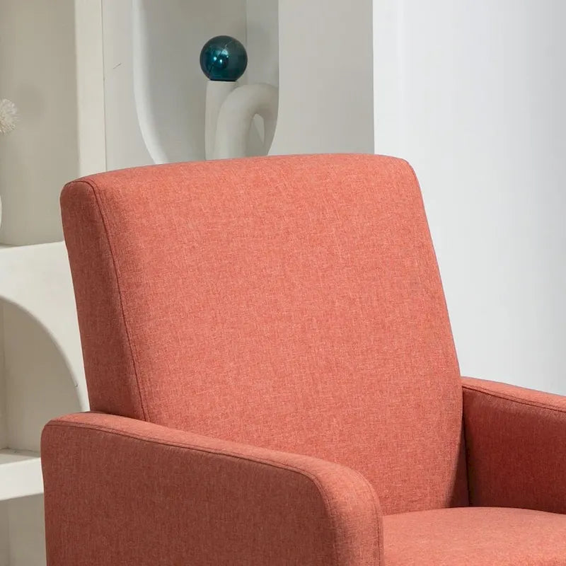 Fauteuil en tissu avec cadre en bois massif – Bleu océan / Rouge / Camel / Jaune / Gris / Noir / Vert, 1 place