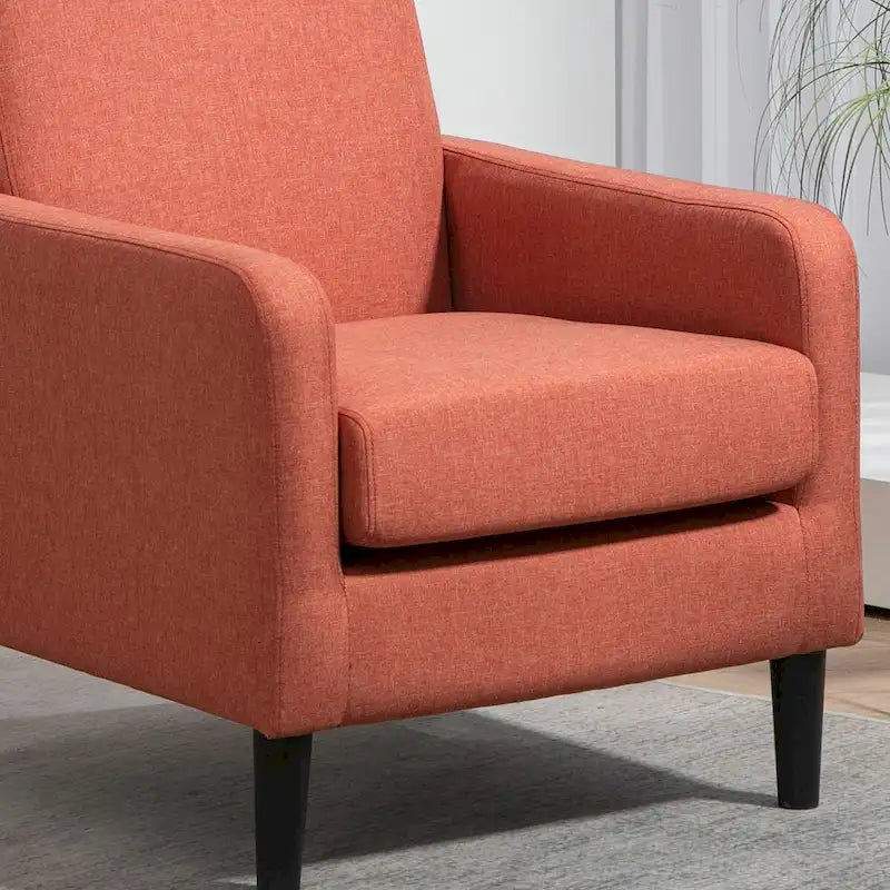 Fauteuil en tissu avec cadre en bois massif – Bleu océan / Rouge / Camel / Jaune / Gris / Noir / Vert, 1 place